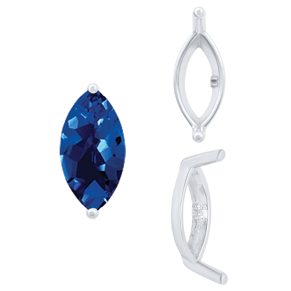 ITI NYC Two Prong Marquise Shape Single Base Settings in Sterling Silver (3.00 x 1.75 mm - 12.00 x 6.00 mm)