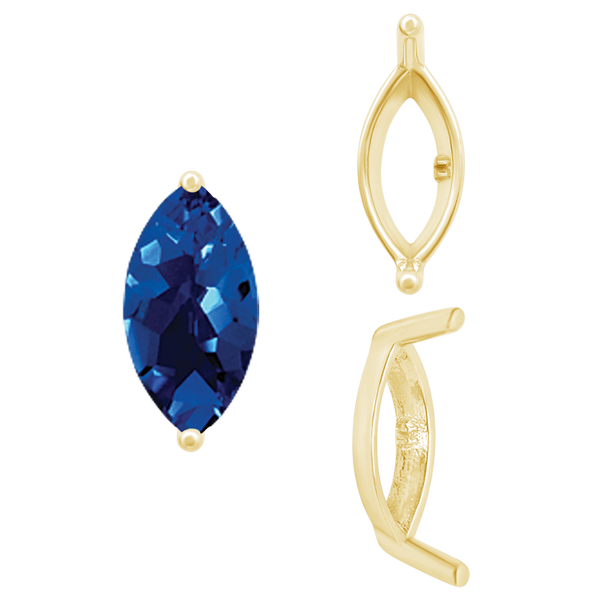 ITI NYC Two Prong Marquise Shape Single Base Settings in 14K Gold (3.00 x 1.75 mm - 12.00 x 6.00 mm)