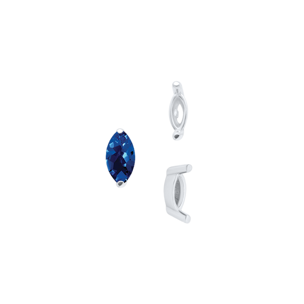 ITI NYC Two Prong Marquise Shape Single Base Settings in Sterling Silver (3.00 x 1.75 mm - 12.00 x 6.00 mm)