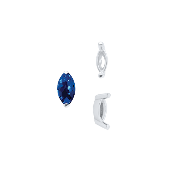 ITI NYC Two Prong Marquise Shape Single Base Settings in Sterling Silver (3.00 x 1.75 mm - 12.00 x 6.00 mm)