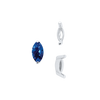 ITI NYC Two Prong Marquise Shape Single Base Settings in Sterling Silver (3.00 x 1.75 mm - 12.00 x 6.00 mm)