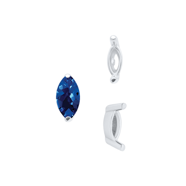 ITI NYC Two Prong Marquise Shape Single Base Settings in Sterling Silver (3.00 x 1.75 mm - 12.00 x 6.00 mm)