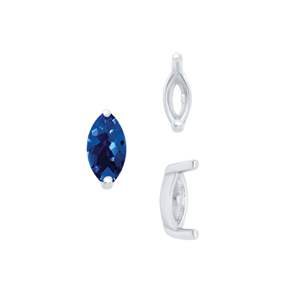 ITI NYC Two Prong Marquise Shape Single Base Settings in Sterling Silver (3.00 x 1.75 mm - 12.00 x 6.00 mm)