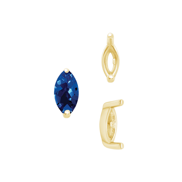 ITI NYC Two Prong Marquise Shape Single Base Settings in 14K Gold (3.00 x 1.75 mm - 12.00 x 6.00 mm)