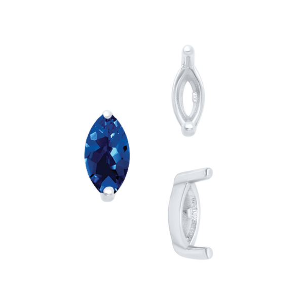 ITI NYC Two Prong Marquise Shape Single Base Settings in Sterling Silver (3.00 x 1.75 mm - 12.00 x 6.00 mm)