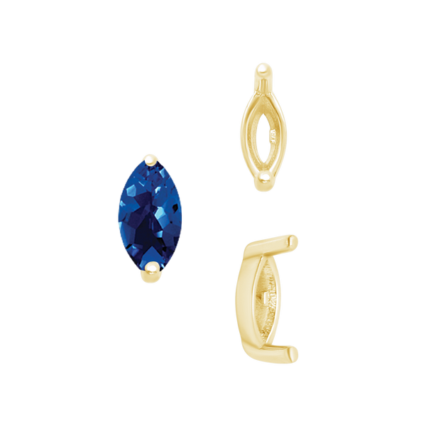 ITI NYC Two Prong Marquise Shape Single Base Settings in 14K Gold (3.00 x 1.75 mm - 12.00 x 6.00 mm)