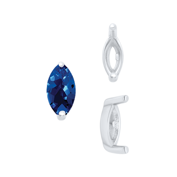 ITI NYC Two Prong Marquise Shape Single Base Settings in Sterling Silver (3.00 x 1.75 mm - 12.00 x 6.00 mm)