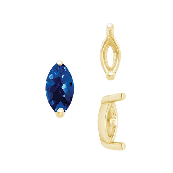ITI NYC Two Prong Marquise Shape Single Base Settings in 14K Gold (3.00 x 1.75 mm - 12.00 x 6.00 mm)