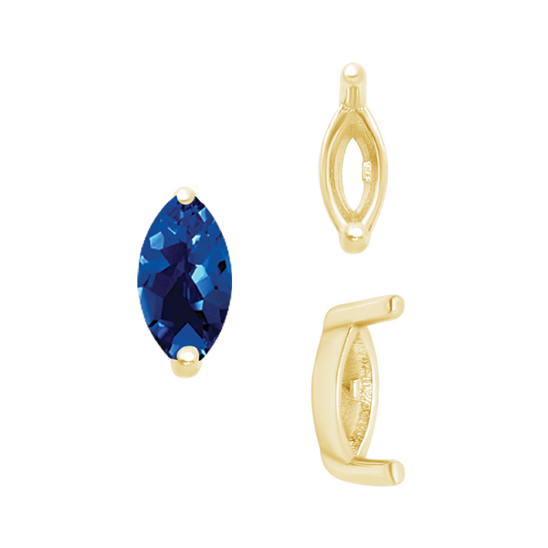 ITI NYC Two Prong Marquise Shape Single Base Settings in 14K Gold (3.00 x 1.75 mm - 12.00 x 6.00 mm)