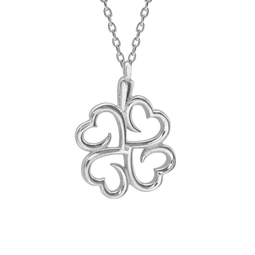 Clover Hearts Necklace in Sterling Silver (17 x 12 mm)