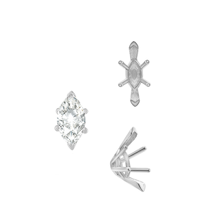 ITI NYC V-End Marquise Shape Solitaire Settings With Peg in Sterling Silver (6.00 x 3.00 mm - 16.00 x 8.00 mm)