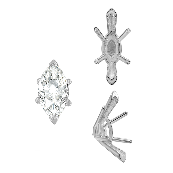 ITI NYC V-End Marquise Shape Solitaire Settings With Peg in 14K Gold (6.00 x 3.00 mm - 17.00 x 8.50 mm)