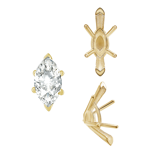 ITI NYC V-End Marquise Shape Solitaire Settings With Peg in 14K Gold (6.00 x 3.00 mm - 17.00 x 8.50 mm)