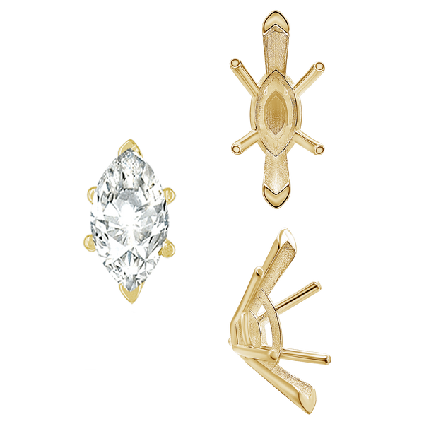 ITI NYC V-End Marquise Shape Solitaire Settings With Peg in 14K Gold (6.00 x 3.00 mm - 17.00 x 8.50 mm)