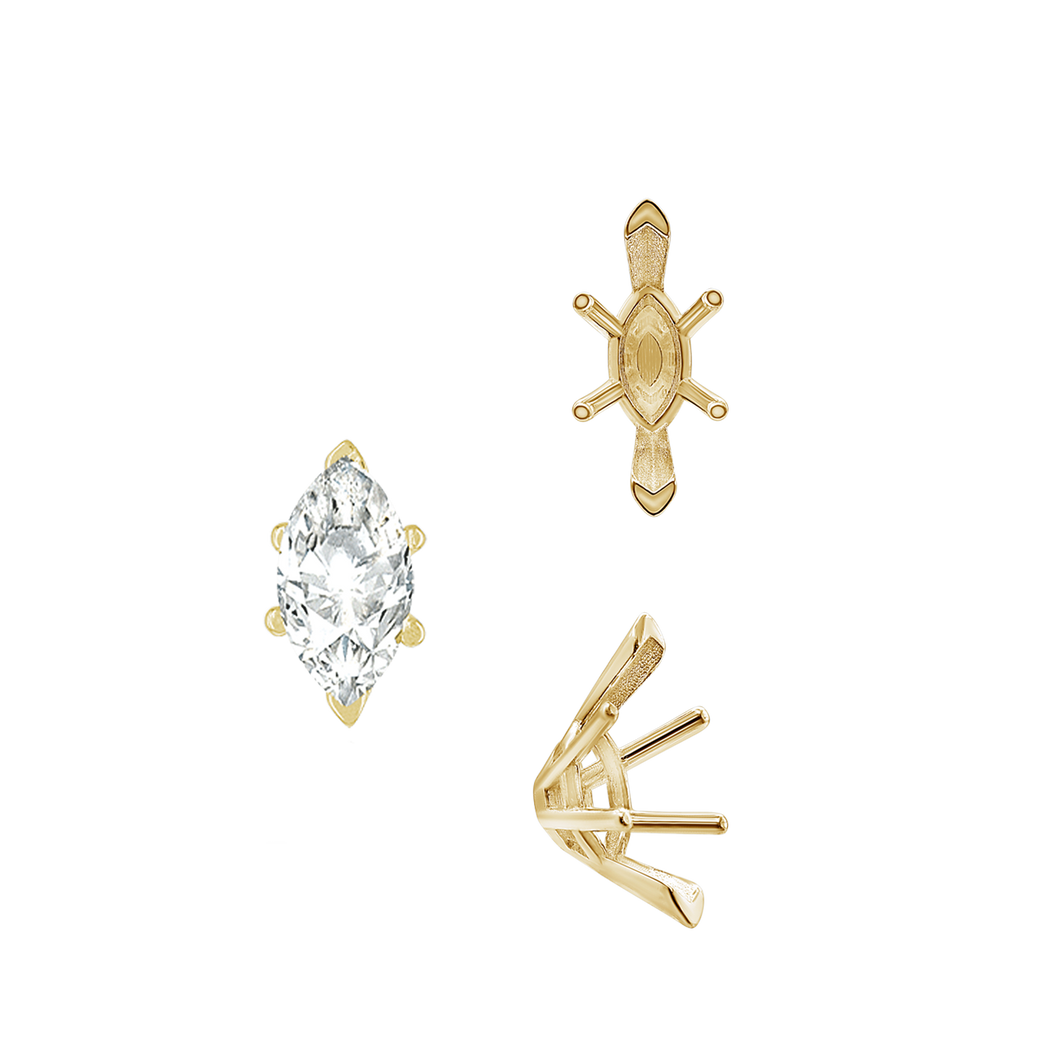 ITI NYC V-End Marquise Shape Solitaire Settings With Peg in 14K Gold (6.00 x 3.00 mm - 17.00 x 8.50 mm)