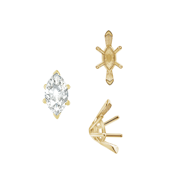 ITI NYC V-End Marquise Shape Solitaire Settings With Peg in 14K Gold (6.00 x 3.00 mm - 17.00 x 8.50 mm)