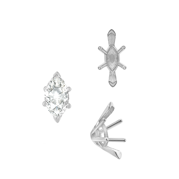 ITI NYC V-End Marquise Shape Solitaire Settings With Peg in 14K Gold (6.00 x 3.00 mm - 17.00 x 8.50 mm)