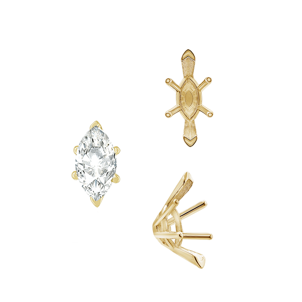 ITI NYC V-End Marquise Shape Solitaire Settings With Peg in 14K Gold (6.00 x 3.00 mm - 17.00 x 8.50 mm)