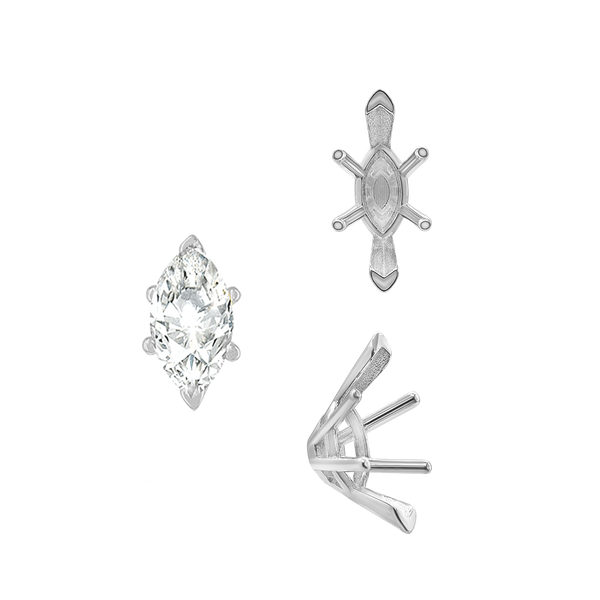 ITI NYC V-End Marquise Shape Solitaire Settings With Peg in 14K Gold (6.00 x 3.00 mm - 17.00 x 8.50 mm)