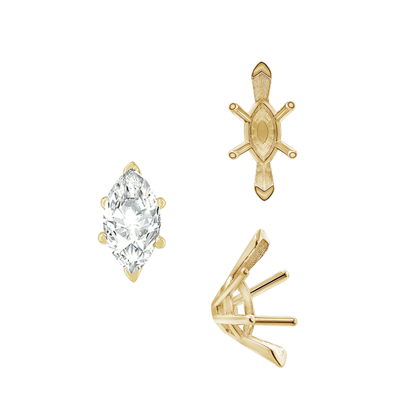 ITI NYC V-End Marquise Shape Solitaire Settings With Peg in 14K Gold (6.00 x 3.00 mm - 17.00 x 8.50 mm)