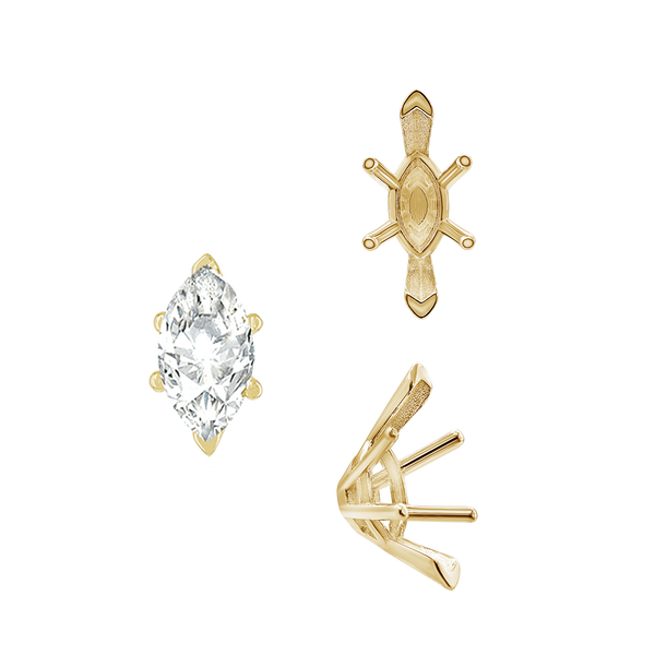 ITI NYC V-End Marquise Shape Solitaire Settings With Peg in 14K Gold (6.00 x 3.00 mm - 16.00 x 8.00 mm)