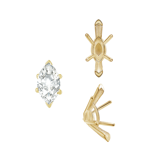ITI NYC V-End Marquise Shape Solitaire Settings With Peg in 14K Gold (6.00 x 3.00 mm - 17.00 x 8.50 mm)