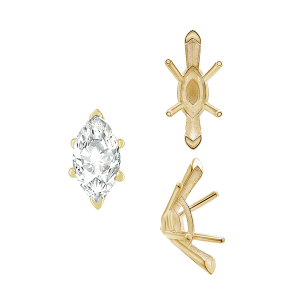 ITI NYC V-End Marquise Shape Solitaire Settings With Peg in 14K Gold (6.00 x 3.00 mm - 16.00 x 8.00 mm)