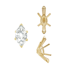 Load image into Gallery viewer, ITI NYC V-End Marquise Shape Solitaire Settings With Peg in 14K Gold (6.00 x 3.00 mm - 17.00 x 8.50 mm)
