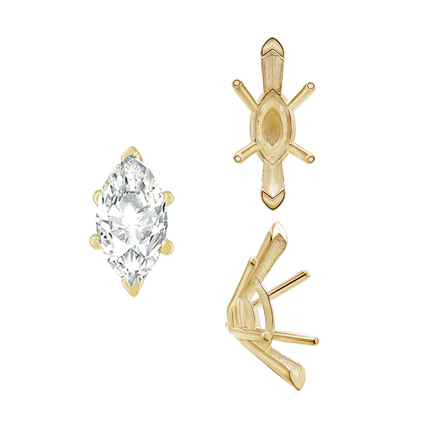 ITI NYC V-End Marquise Shape Solitaire Settings With Peg in 14K Gold (6.00 x 3.00 mm - 17.00 x 8.50 mm)