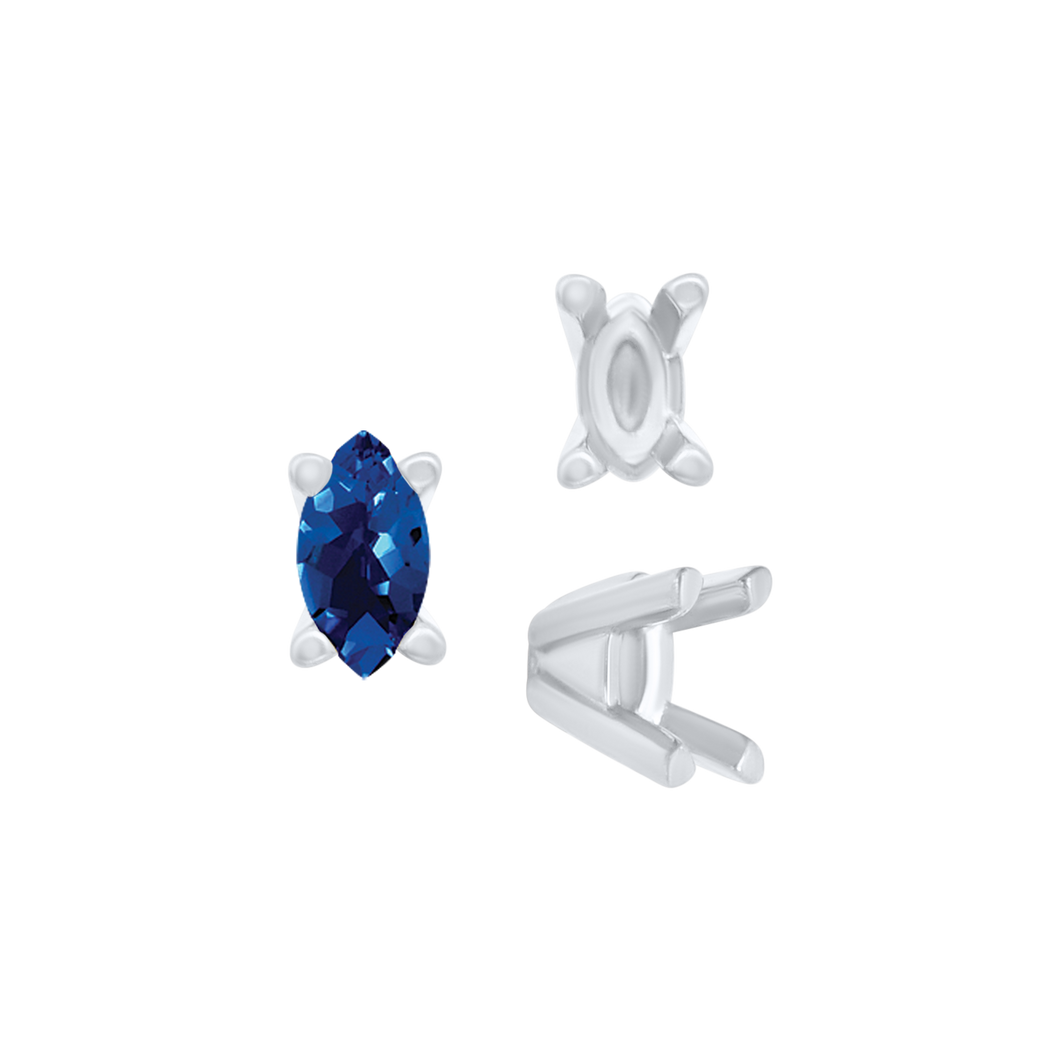 ITI NYC Four Prong Casted Marquise Tiffany Settings in Sterling Silver (5.00 x 3.00 mm - 7.00 x 3.50 mm)