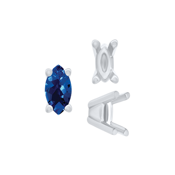 ITI NYC Four Prong Casted Marquise Tiffany Settings in Sterling Silver (5.00 x 3.00 mm - 7.00 x 3.50 mm)