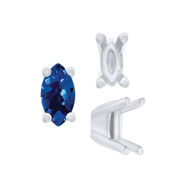 ITI NYC Four Prong Casted Marquise Tiffany Settings in Sterling Silver (5.00 x 3.00 mm - 7.00 x 3.50 mm)