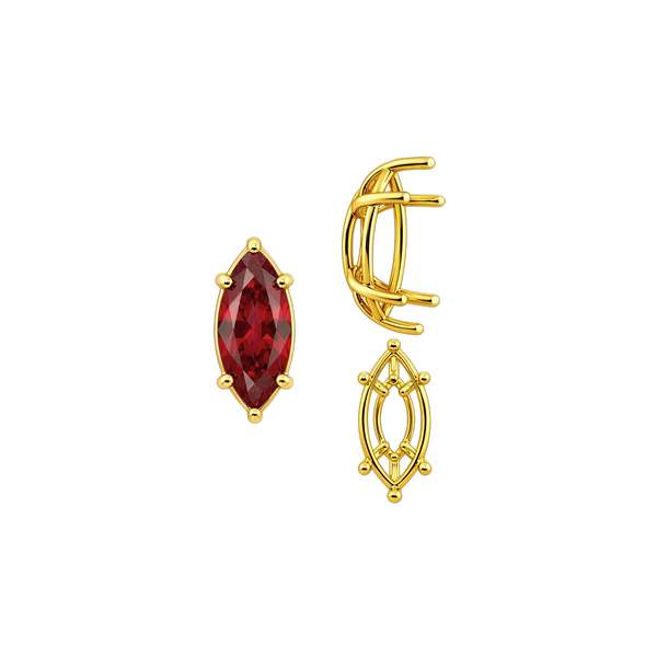 ITI NYC Six Prong Marquise Shape Tapered Base Wire Basket Settings in 14K Gold (4.25 x 1.75 mm - 21.00 x 10.50 mm)