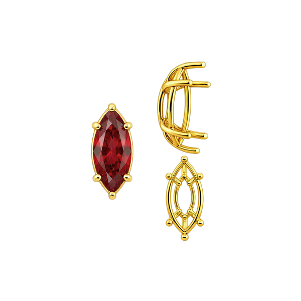 ITI NYC Six Prong Marquise Shape Tapered Base Wire Basket Settings in 14K Gold (4.25 x 1.75 mm - 21.00 x 10.50 mm)