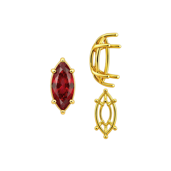 ITI NYC Six Prong Marquise Shape Tapered Base Wire Basket Settings in 14K Gold (4.25 x 1.75 mm - 21.00 x 10.50 mm)