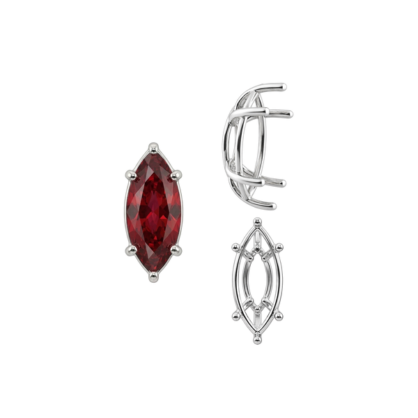 ITI NYC Six Prong Marquise Shape Tapered Base Wire Basket Settings in Sterling Silver (4.25 x 1.75 mm - 21.00 x 10.50 mm)