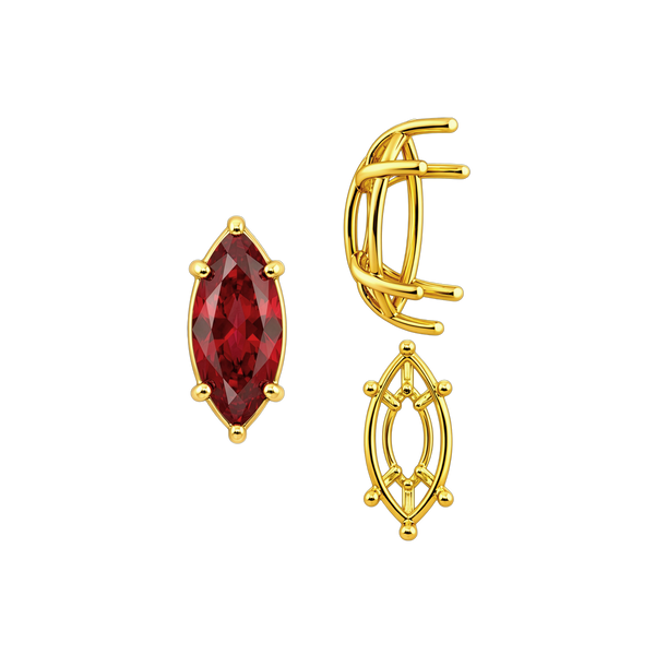 ITI NYC Six Prong Marquise Shape Tapered Base Wire Basket Settings in 14K Gold (4.25 x 1.75 mm - 21.00 x 10.50 mm)