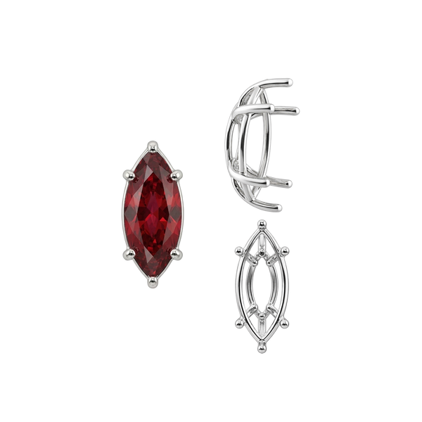 ITI NYC Six Prong Marquise Shape Tapered Base Wire Basket Settings in Sterling Silver (4.25 x 1.75 mm - 21.00 x 10.50 mm)