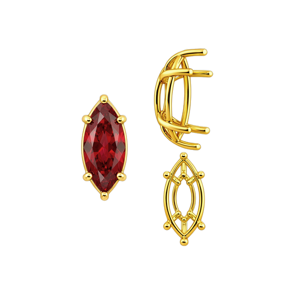 ITI NYC Six Prong Marquise Shape Tapered Base Wire Basket Settings in 14K Gold (4.25 x 1.75 mm - 21.00 x 10.50 mm)
