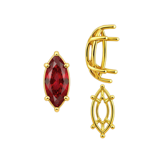 ITI NYC Six Prong Marquise Shape Tapered Base Wire Basket Settings in 14K Gold (4.25 x 1.75 mm - 21.00 x 10.50 mm)