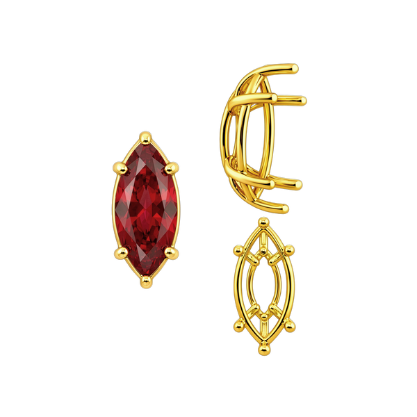 ITI NYC Six Prong Marquise Shape Tapered Base Wire Basket Settings in 14K Gold (4.25 x 1.75 mm - 21.00 x 10.50 mm)