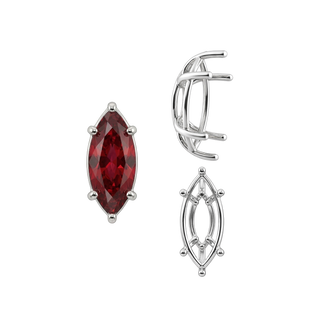 ITI NYC Six Prong Marquise Shape Tapered Base Wire Basket Settings in Sterling Silver (4.25 x 1.75 mm - 21.00 x 10.50 mm)