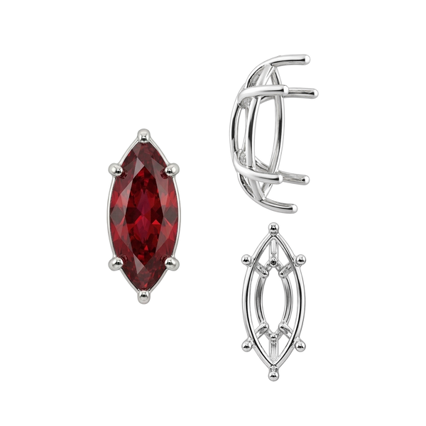 ITI NYC Six Prong Marquise Shape Tapered Base Wire Basket Settings in Sterling Silver (4.25 x 1.75 mm - 21.00 x 10.50 mm)