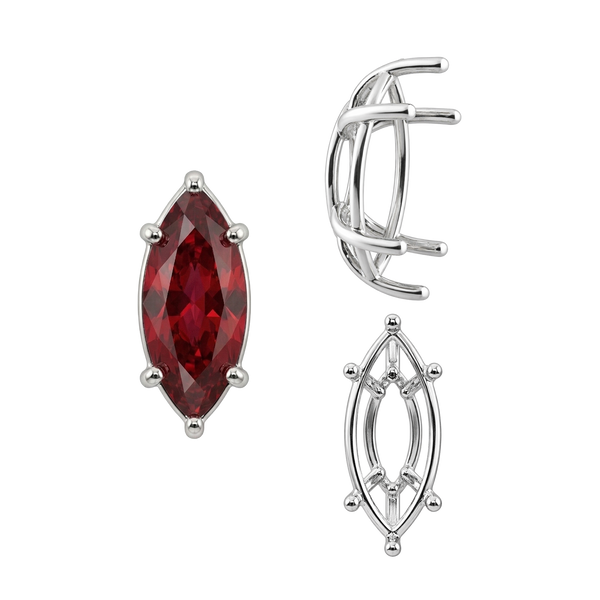 ITI NYC Six Prong Marquise Shape Tapered Base Wire Basket Settings in 14K Gold (4.25 x 1.75 mm - 21.00 x 10.50 mm)