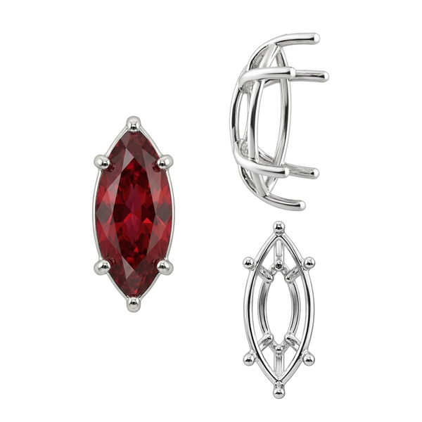 ITI NYC Six Prong Marquise Shape Tapered Base Wire Basket Settings in Sterling Silver (4.25 x 1.75 mm - 21.00 x 10.50 mm)