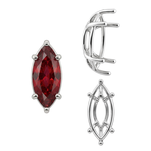 ITI NYC Six Prong Marquise Shape Tapered Base Wire Basket Settings in Sterling Silver (4.25 x 1.75 mm - 21.00 x 10.50 mm)