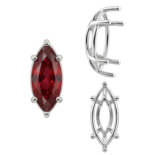 ITI NYC Six Prong Marquise Shape Tapered Base Wire Basket Settings in 14K Gold (4.25 x 1.75 mm - 21.00 x 10.50 mm)