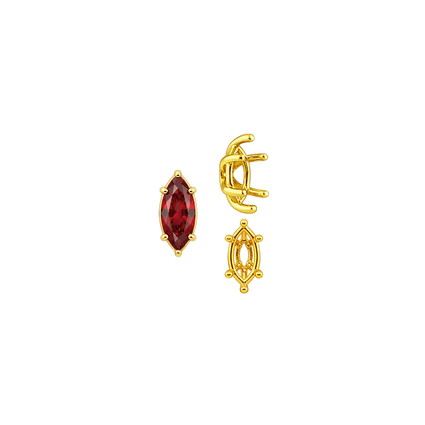ITI NYC Six Prong Marquise Shape Tapered Base Wire Basket Settings in 14K Gold (4.25 x 1.75 mm - 21.00 x 10.50 mm)