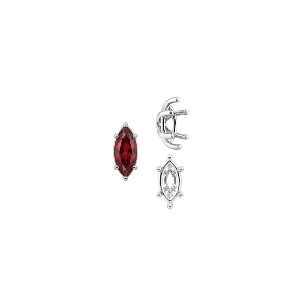 ITI NYC Six Prong Marquise Shape Tapered Base Wire Basket Settings in Sterling Silver (4.25 x 1.75 mm - 21.00 x 10.50 mm)