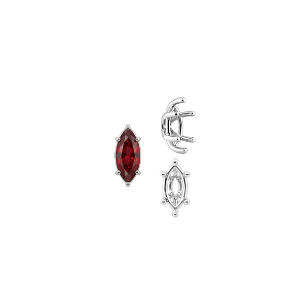 ITI NYC Six Prong Marquise Shape Tapered Base Wire Basket Settings in Sterling Silver (4.25 x 1.75 mm - 21.00 x 10.50 mm)
